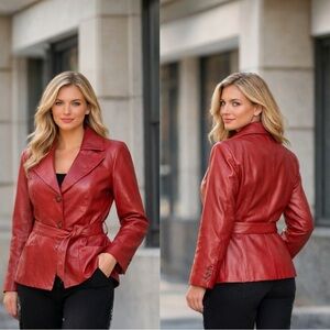East 5th Women's Rich Red Leather Jacket